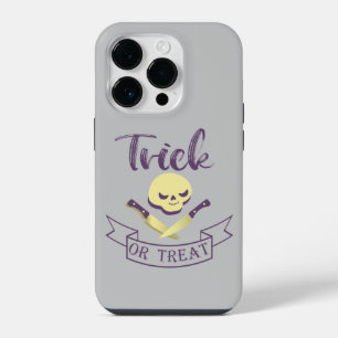 Trick or treat skull crossbones Halloween ribbon T iPhone 14 Pro Case