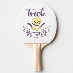 Trick or treat skull crossbones Halloween ribbon T Ping Pong Paddle
