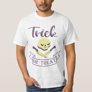 Trick or treat skull crossbones Halloween ribbon T T-Shirt