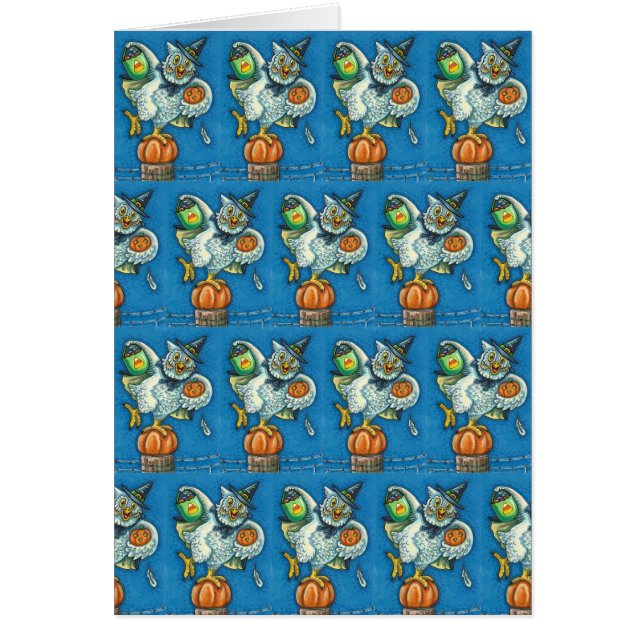TRICK OR TREAT, SMELL MY FEET HALLOWEEN OWL CARD (Front)