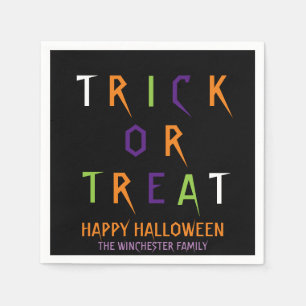 Trick or treat spooky custom text Halloween Napkin
