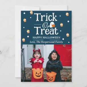 Trick or Treat Spooky Halloween family Photo Holiday Card