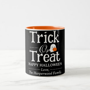 Trick or Treat Spooky Halloween family Two-Tone Coffee Mug
