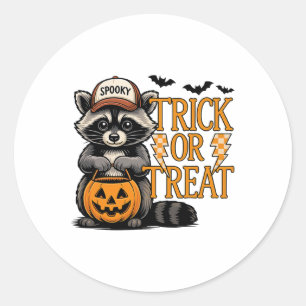 Trick Or Treat Spooky Raccoon Feral Halloween Men  Classic Round Sticker