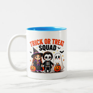 Trick Or Treat Squad Cute Halloween Friends Two-Tone Coffee Mug