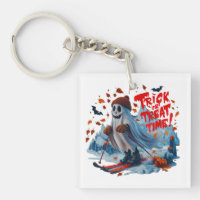 Trick or Treat Time: Ghost Skiing Fun Design 