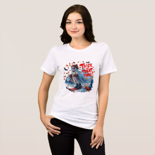 Trick or Treat Time: Ghost Skiing Fun Design Tri-Blend Shirt