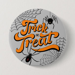 Trick or Treat Typography w/Spiders ID680 3 Inch Round Button