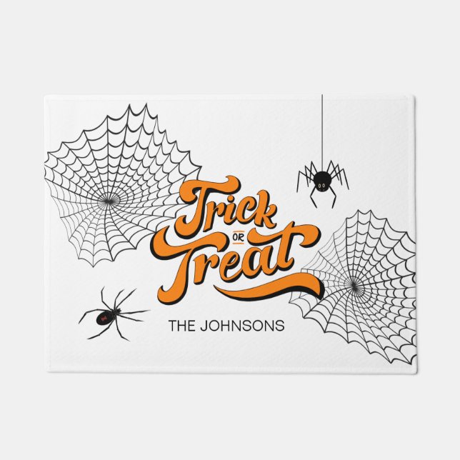 Trick or Treat Typography w/Spiders ID680 Doormat (Front)