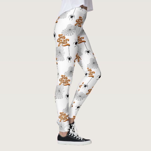 Trick or Treat Typography w/Spiders Pattern ID680 Leggings (Right)