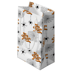 Trick or Treat Typography w/Spiders Pattern ID680 Small Gift Bag