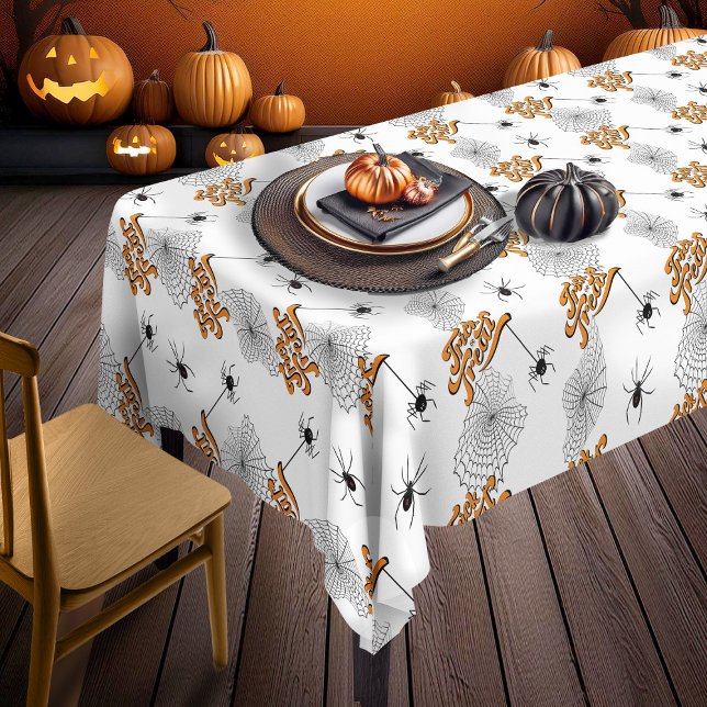 Trick or Treat Typography w/Spiders Pattern ID680 Tablecloth (Creator Uploaded)