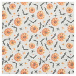 Trick or Treat Watercolor Halloween Pattern Fabric