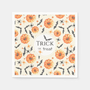 Trick or Treat Watercolor Halloween Pattern Napkin