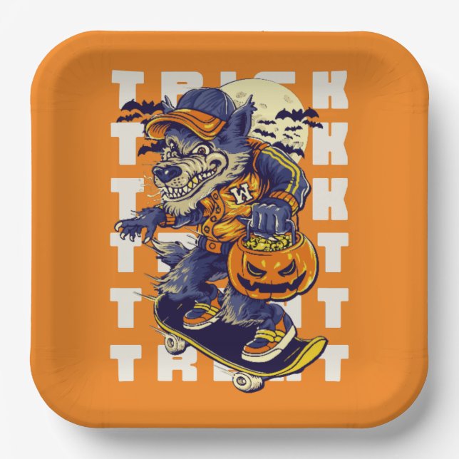 Trick or Treat Werewolf Plate (Front)