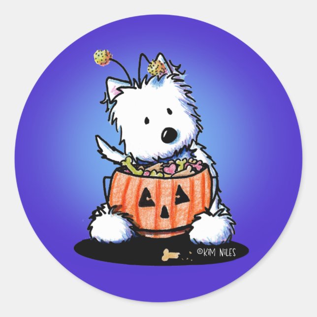 Trick-or- treat Westie Sticker (Front)