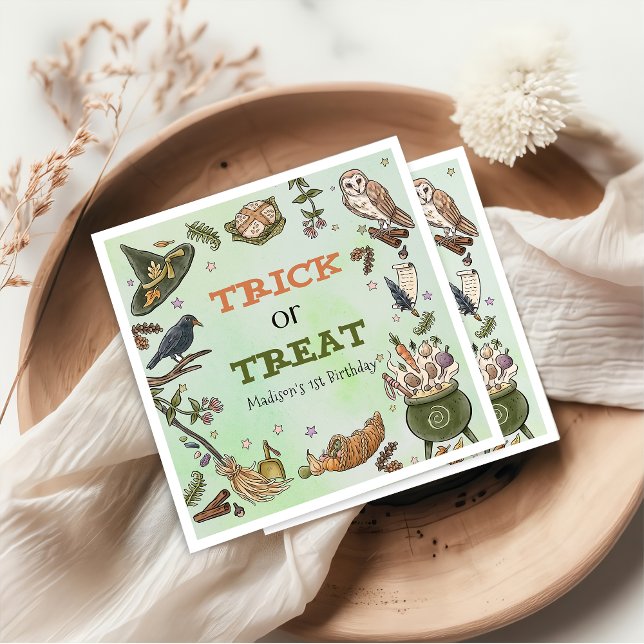 Trick or Treat Witch Halloween Birthday Napkins (Creator Uploaded)