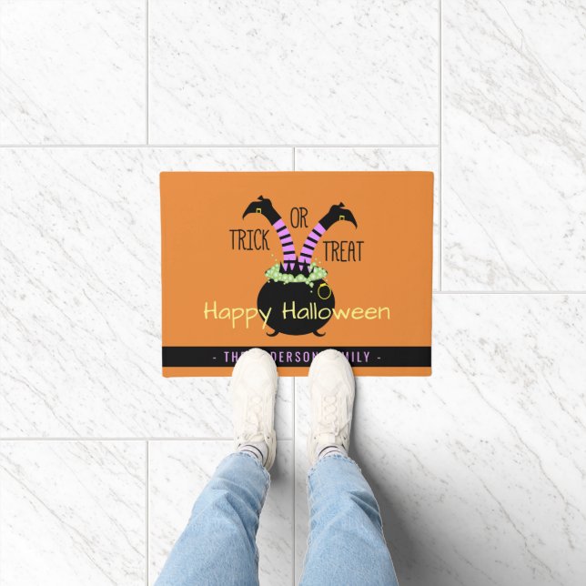 Trick or Treat Witch Legs in Pot Happy Halloween Doormat (Indoor)