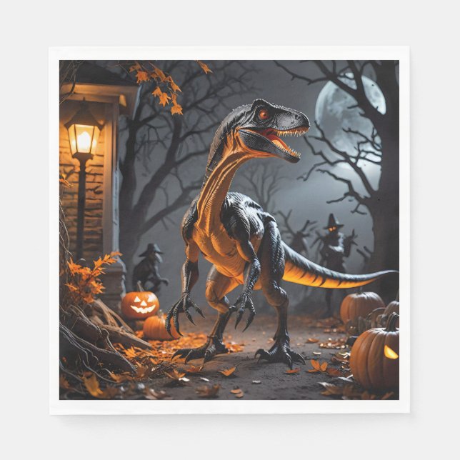 Trick Or Treat With A Velociraptor Napkin (Front)