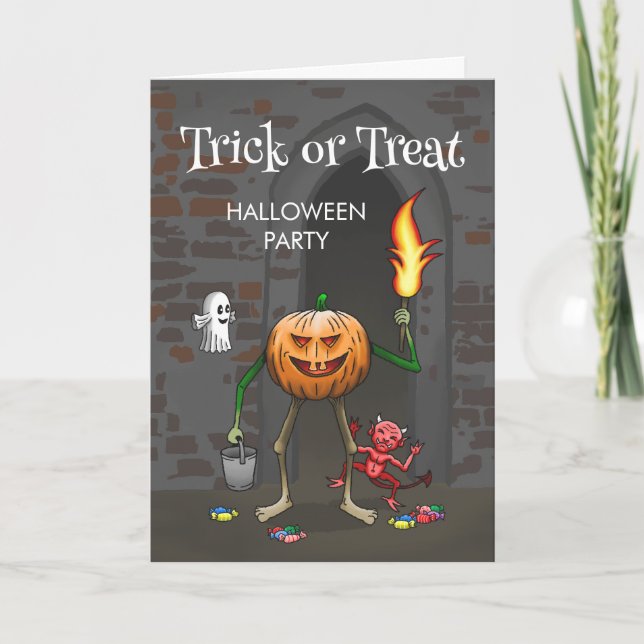 Trick or Treat with Jack O'lantern Invitation (Front)