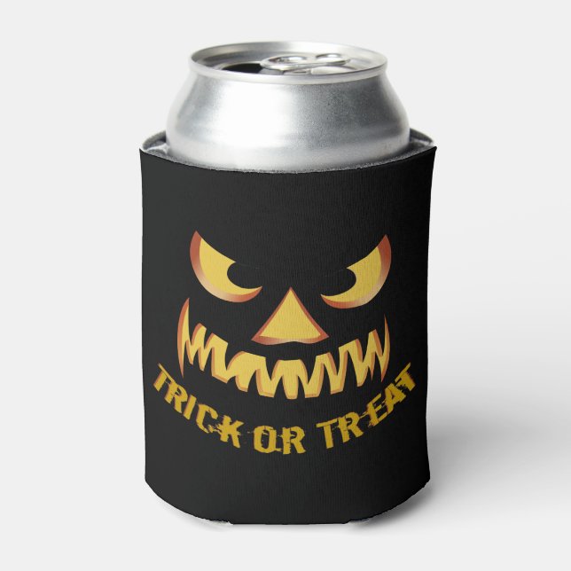 Trick or Treat with Pumpkin Face Can Cooler (Can Front)