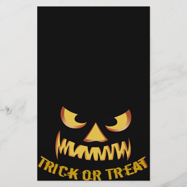 Trick or Treat with Pumpkin Face Stationery (Front)