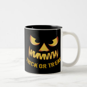 Trick or Treat with Pumpkin Face Two-Tone Coffee Mug