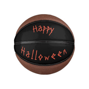 Trick or Treat with Witch & Bats on Orange Moon Mini Basketball