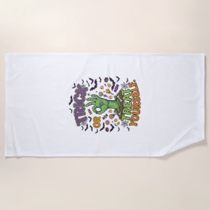 Trick Or Treat Yourself Zombie Hand Halloween Cand Beach Towel