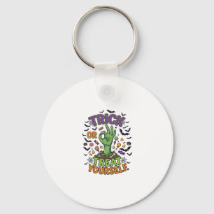 Trick Or Treat Yourself Zombie Hand Halloween Cand Keychain