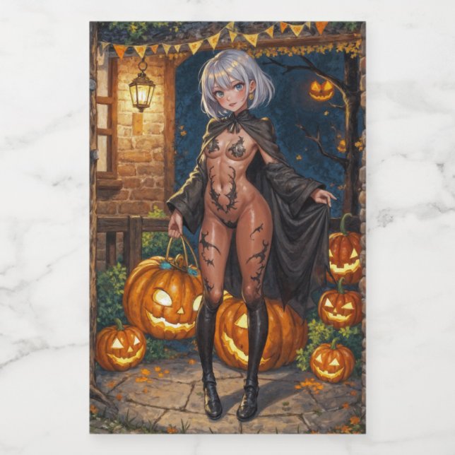 Trick or Treater, Brave Halloween Costume Girl Food Label (Single Label)
