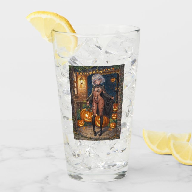Trick or Treater, Brave Halloween Costume Girl Glass (Front Ice)
