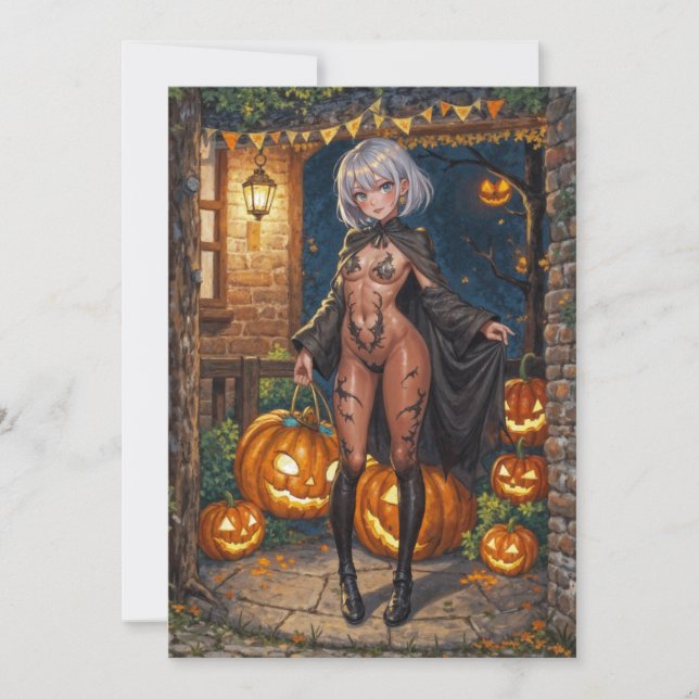 Trick or Treater, Brave Halloween Costume Girl Invitation (Front)