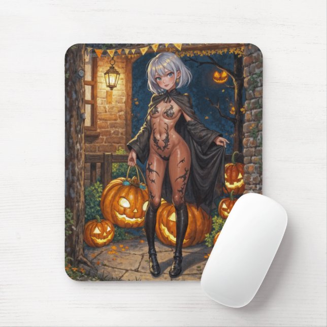 Trick or Treater, Brave Halloween Costume Girl Mouse Pad (With Mouse)