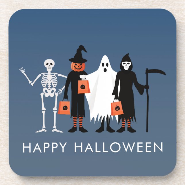 Trick or Treaters Halloween Coaster (Front)