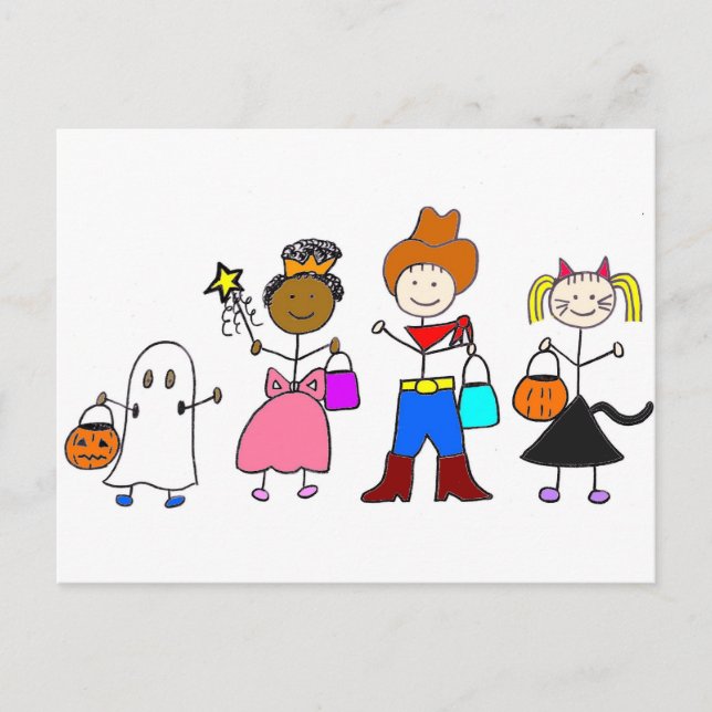 Trick or Treaters Halloween Postcard (Front)