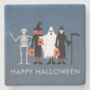 Trick or Treaters Halloween Stone Coaster