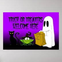 Trick or Treaters Welcome Here Halloween Poster