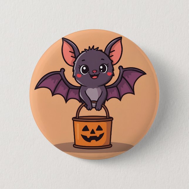 Trick or Treating Bat  2 Inch Round Button (Front)