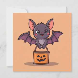 Trick or Treating Bat  Invitation