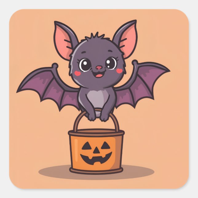 Trick or Treating Bat  Square Sticker (Front)