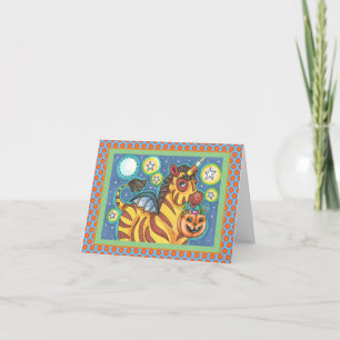 TRICK OR TREATING BAT WING ZEBRA, CUTE HALLOWEEN CARD