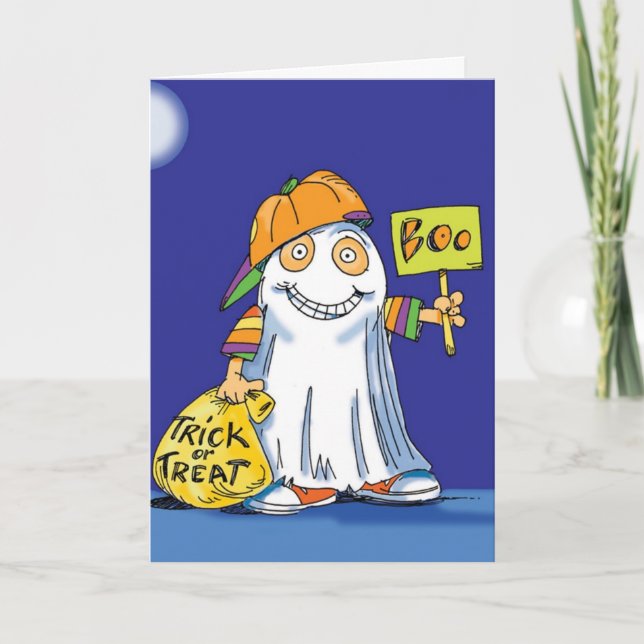 Trick-or-Treating Ghost - Halloween Card (Front)