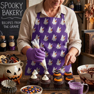 Trick Or Treating Ghost With Pumpkin Candy Bucket Apron