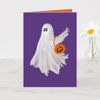 Trick Or Treating Ghost With Pumpkin Candy Bucket