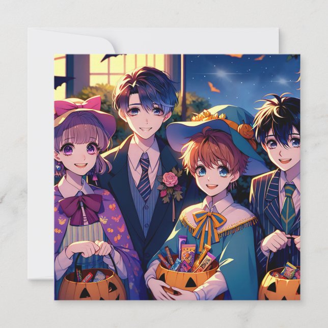 Trick or Treating Kids in Costumes Halloween Invitation (Front)