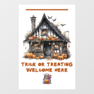 Trick or Treating Welcome Here Banner Window Cling