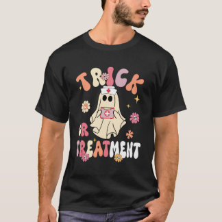 Trick Or Treatment Icu Nurse Halloween Nursing Flo T-Shirt