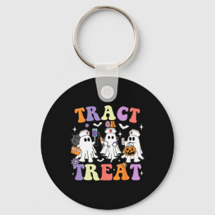 Trick Or Treatment Nurse Funny Ghost Women Hallowe Keychain