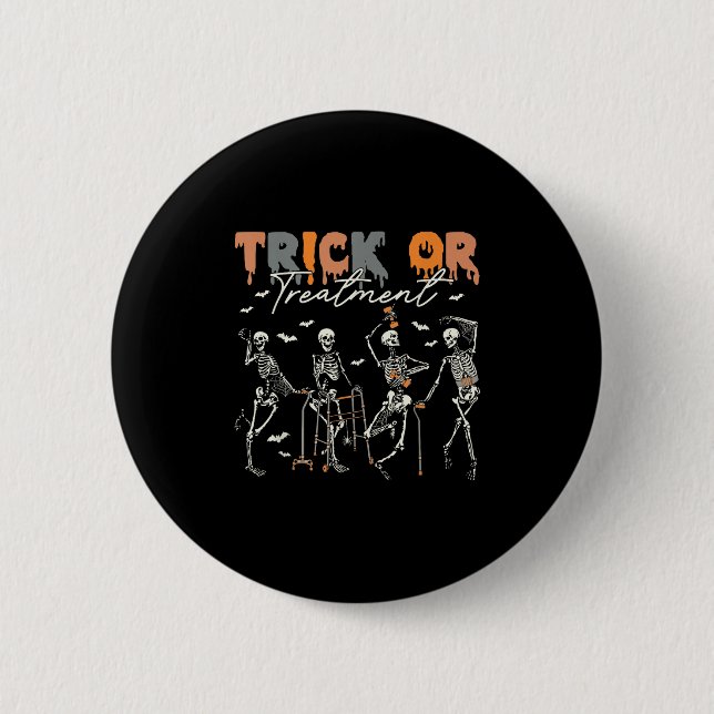 Trick Or Treatment Pt Physical Therapy Therapist H 2 Inch Round Button (Front)